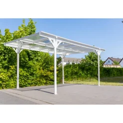 Carport 'Helsinki' mit Flachdach weiß Metall 503 x 305 x 232 cm