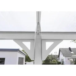 Carport 'Helsinki' mit Flachdach weiß Metall 503 x 305 x 232 cm