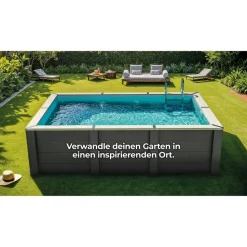 Composite Pool-Set 'Avantgarde Nova' rechteckig grau 455 × 315 × 126 cm, Smart Plug Modul