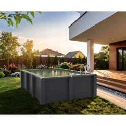 Composite Pool-Set 'Avantgarde Nova' rechteckig grau 455 × 315 × 126 cm, Smart Plug Modul