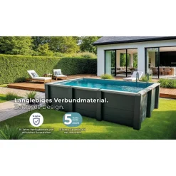 Composite Pool-Set 'Avantgarde Nova' rechteckig grau 455 × 315 × 126 cm, Smart Plug Modul