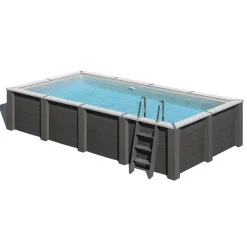 Composite Pool-Set 'Avantgarde Nova' rechteckig grau 606 × 326 × 124 cm, mit LED-Strahler und Smart Plug Modul