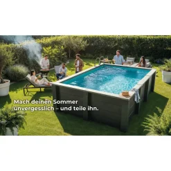 Composite Pool-Set 'Avantgarde Nova' rechteckig grau 606 × 326 × 124 cm, mit LED-Strahler und Smart Plug Modul