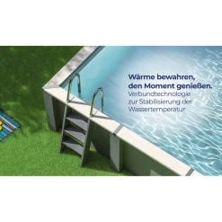 Composite Pool-Set 'Avantgarde Nova' rechteckig grau 606 × 326 × 124 cm, mit LED-Strahler und Smart Plug Modul
