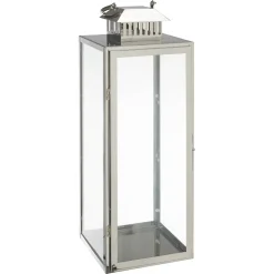 Deko-Laterne Edelstahl/Glas silbern 22 x 21 x 57,5 cm