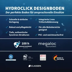 Designboden 'HydroClick' Steineiche wasserresistent 9 mm