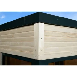 Design-Saunahaus 'Cubilis' mit Sauna Varberg 3 und 7,5 kW OS-Ofenset, Steuerung 380 x 300 x 249 cm