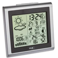 Digitale Funk-Wetterstation 'Largo' Kunststoff silber 13 x 6 x 13,2 cm