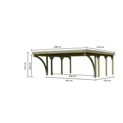 Doppelcarport 'Carlos 2' Kiefer PVC-Dach mit zwei Einfahrtsbögen 670 x 598 x 237 cm