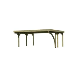 Doppelcarport 'Carlos 1' Kiefer PVC-Dach mit einem Einfahrtsbogen 480 x 598 x 237 cm