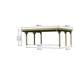 Doppelcarport 'Carlos 1' Kiefer PVC-Dach 480 x 598 x 237 cm