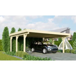 Doppelcarport 'Classic 1' 598 x 480 cm Kiefer KDI Stahl-Dach