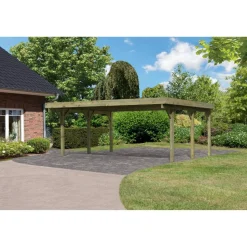Doppelcarport 'Classic 1' 598 x 480 cm Kiefer KDI Stahl-Dach