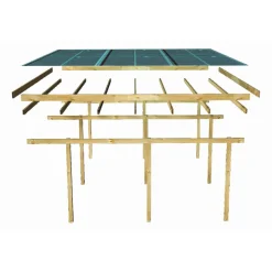 Doppelcarport 'Eco 2' 563 x 676 cm Kiefer KDI PVC-Dach, mit zwei Einfahrtsbögen