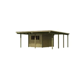 Doppelcarport 'Eco 2' 563 x 676 cm Kiefer KDI PVC-Dach, Abstellraum mittel