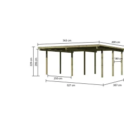 Doppelcarport 'Eco 1' 563 x 490 cm Kiefer KDI PVC-Dach