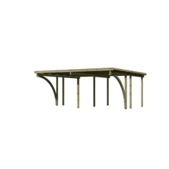 Doppelcarport 'Eco 1' 563 x 490 cm Kiefer KDI PVC-Dach, mit zwei Einfahrtsbögen