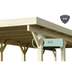Doppelcarport 'Eco 1' 563 x 490 cm Kiefer KDI PVC-Dach, mit zwei Einfahrtsbögen