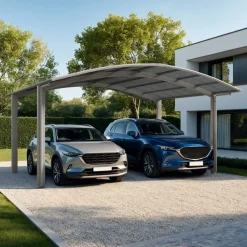 Doppelcarport 'Portoforte Typ 80 M-Ausführung' Aluminium edelstahlfarben 542 x 495 x 298 cm