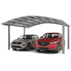Doppelcarport 'Portoforte Typ 80 M-Ausführung' Aluminium edelstahlfarben 542 x 495 x 298 cm