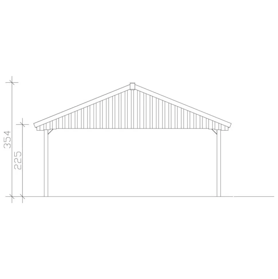 Doppelcarport 'Wallgau' mit Dachlattung 620 x 600 cm natur