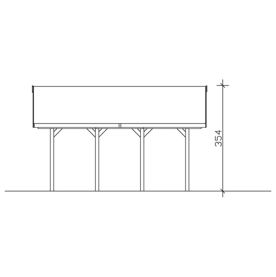 Doppelcarport 'Wallgau' mit Dachlattung 620 x 600 cm natur