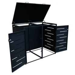 Doppel-Mülltonnenbox Stahlblech anthrazit 132 x 82 x 116 cm