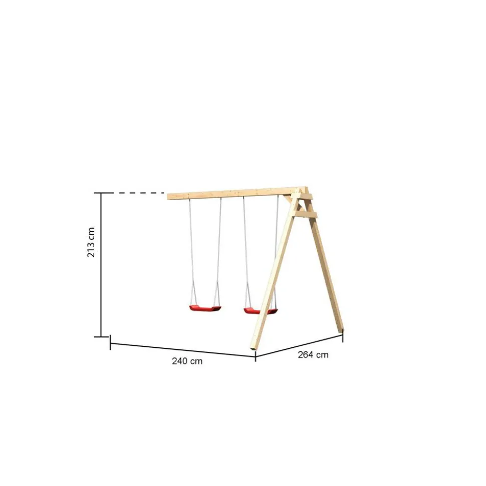 Doppelschaukelanbau mit Adapter für Stelzenhäuser naturbelassen 240 x 264 cm