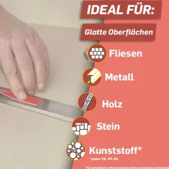 Doppelseitiges Klebeband 'Kleben statt Bohren' rot 19 mm x 1,5 m