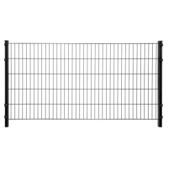 Doppelstabmattenzaun-Set 'Blacky' schwarz 200 x 100 cm