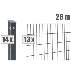 Doppelstabmattenzaun-Set 'Pico S 2.0' anthrazit 2600 x 100 cm