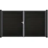 Doppeltor 'Solid' BPC/Aluminium DIN links schwarz/anthrazit 300 x 180 cm