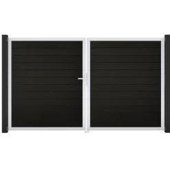 Doppeltor 'Solid' BPC/Aluminium DIN links schwarz/silber 300 x 180 cm