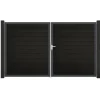 Doppeltor 'Solid' BPC/Aluminium DIN rechts schwarz/silber 300 x 180 cm