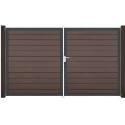 Doppeltor 'Solid' BPC/Aluminium DIN rechts braun/anthrazit 300 x 180 cm