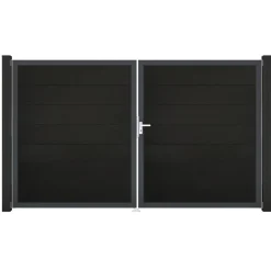 Doppeltor 'Solid Grande' BPC/Aluminium DIN rechts anthrazitgrau/anthrazit 300 x 180 cm