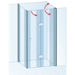 Drehfalttür mit Seitenwand 'Garant 2.0' Anschlag rechts Alu-Naturfarben für Duschwanneneinbaumaß 875 - 900 / 880 - 900 mm