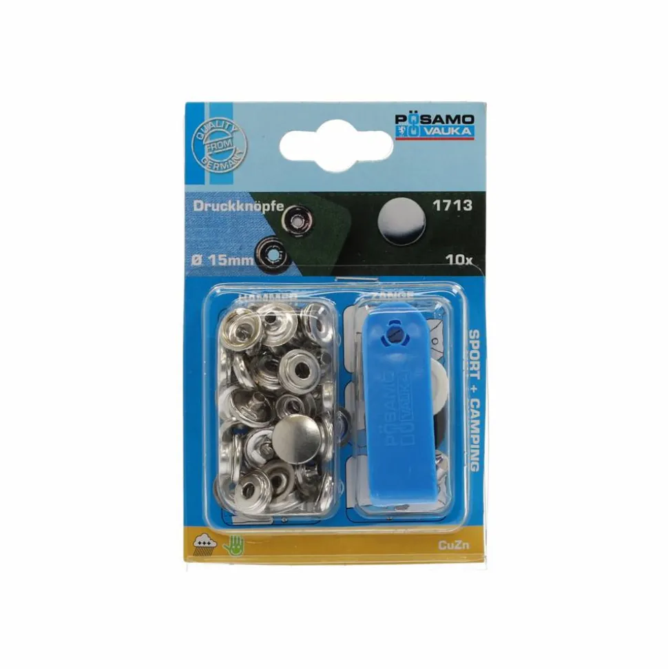 Drucknieten 'Sport + Camping' Messing Ø 15 mm, 10 Stück