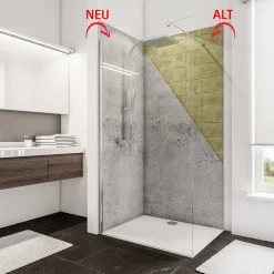 Duschrückwand 'DecoDesign' Softtouch Stein Marmor-Anthrazit-Gold 255 x 100 cm