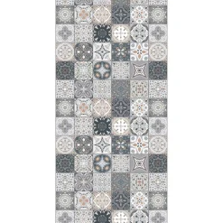 Duschrückwand Fliesenoptik mediterranes Design grau/weiß/beige100 x 255 cm