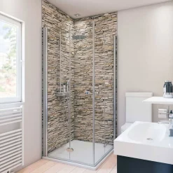 Duschrückwand Maueroptik beige 100 x 210 cm