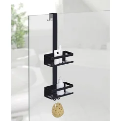 Duschregal 'Bribano' Edelstahl schwarz 23 x 71 x 18 cm