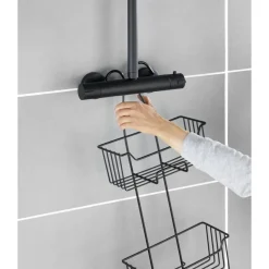 Duschregal 'Milo' Edelstahl schwarz 25 x 55 x 14 cm