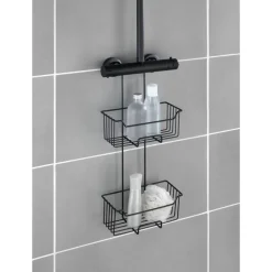 Duschregal 'Milo' Edelstahl schwarz 25 x 55 x 14 cm