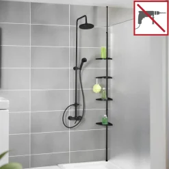 Duschregal teleskopierbar 'Compact' Aluminium schwarz 26 x 78-275 x 19,5 cm