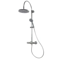 Duschsystem 'Aquamaxx 200' chromfarben mit Thermostat, runde Kopfbrause