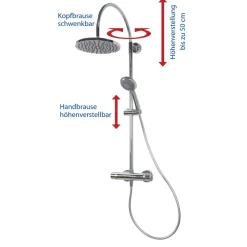 Duschsystem 'Aquamaxx 200' chromfarben mit Thermostat, runde Kopfbrause