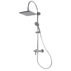 Duschsystem 'Aquamaxx 200' chromfarben mit Einhebelmischer, eckige Kopfbrause