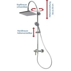 Duschsystem 'Aquamaxx 200' chromfarben mit Einhebelmischer, eckige Kopfbrause
