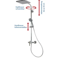 Duschsystem 'Aquamaxx 310' chromfarben mit Einhebelmischer, eckige Kopfbrause